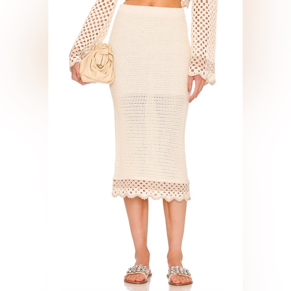 Size M | LPA Lanita Crochet Midi Skirt in Ivory & Nude - Picture 2 of 7